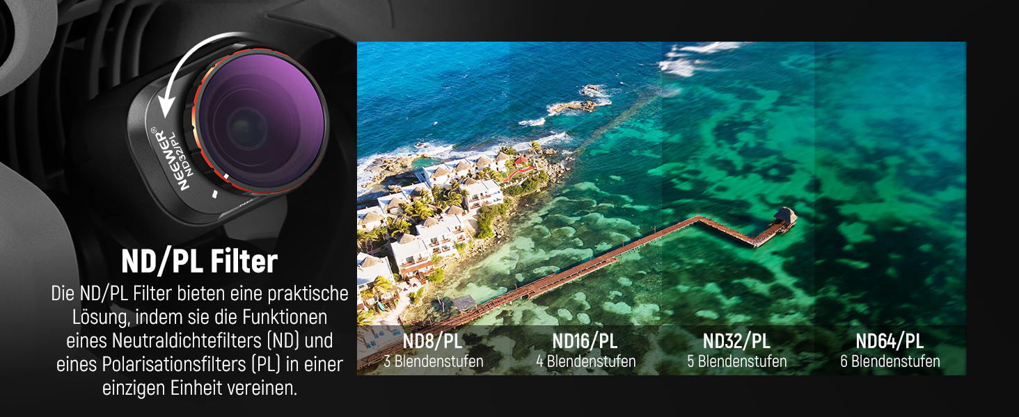 Набір фільтрів NEEWER ND&CPL для DJI Mini 4 Pro: 6 шт. (ND8, ND16, ND32, ND64, ND128, CPL) з ультратонким рамкою. Фільтри для дрона з HD склом, комплект