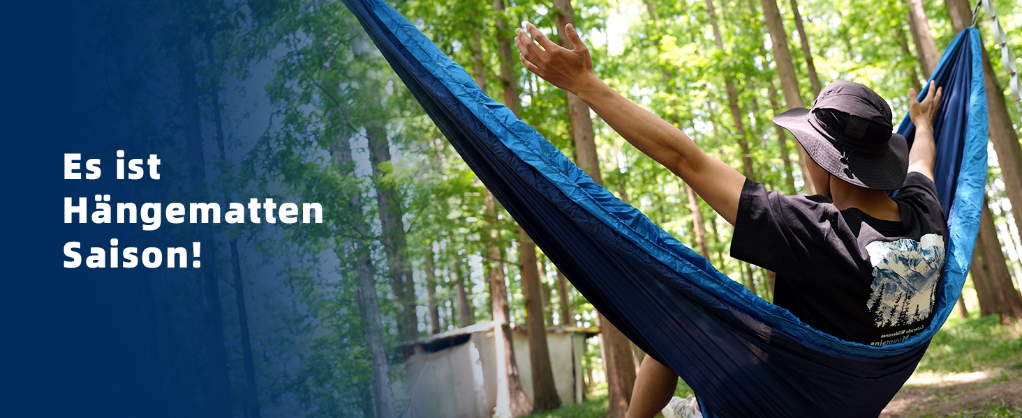 Гамак для відпочинку на відкритому повітрі на 2 особи | 300 кг | Гамак-сітка з комплектом кріплення | Ніylon, для кемпінгу та подорожей | 290x170 см (темно-синій)