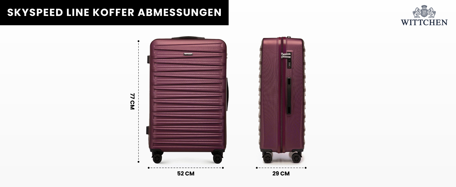 WITTCHEN Skyspeed Line - Великий валіза на колесах, жорсткий корпус ABS, телескопічна ручка, комбінаційний замок, 4 колеса, каштанового кольору. Підходить для авіакомпаній Lufthansa, Eurowings, Ryanair, Condor.