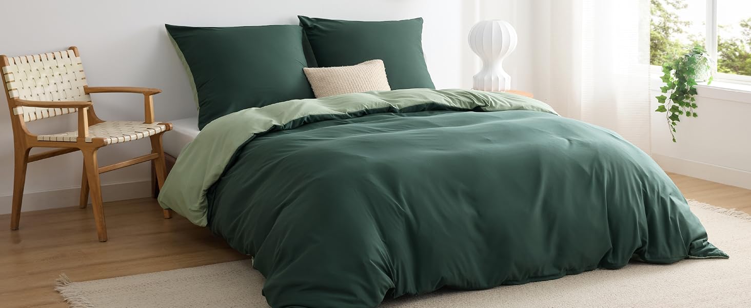 Комплект постільної білизни BEDSURE 135x200 см, 4-х частинний, зелений (2 наволочки 80x80 см, 2 простирадла 135x200 см), мікрофібра, поліестер, ÖKO-TEX