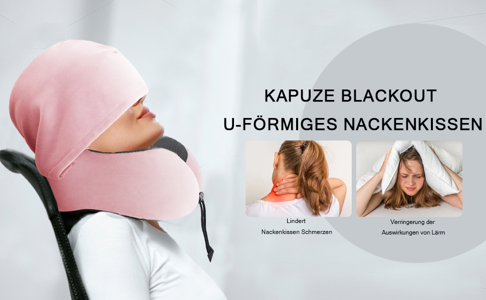 Подушка для шиї Memory Foam | Подушка для подорожей в літак з 95% захистом від світла, регульована, для офісу та сну на боці (Темно-синій)