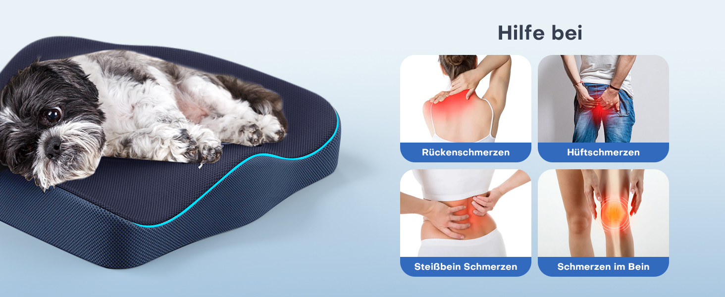 Ортопедична подушка для сидіння Feagar з Memory Foam: для офісного крісла, інвалідного візка, автокрісла. Подушка для хребта, стегна та сідниць. Чорний колір (Темно-синій, XL (90-150кг))