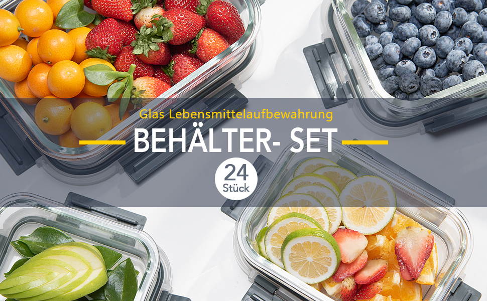 Набір контейнерів для зберігання Fenger Glas з кришкою (10 шт.) - герметичні, BPA-free, для холодильника та мікрохвильовки