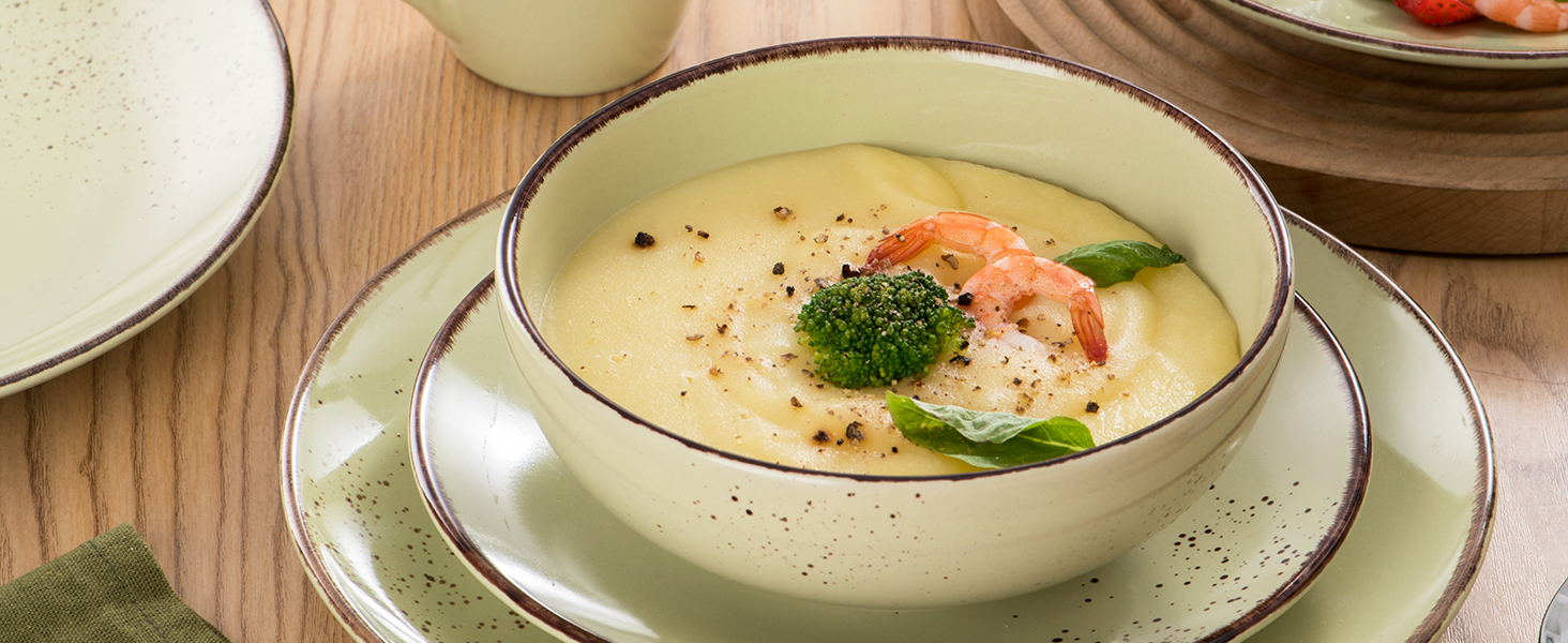 Набір посуду Vancasso Navia 16 TLG: 16-ти частинний сервіз зі штучного каменю, світло-блакитний, вінтажний стиль