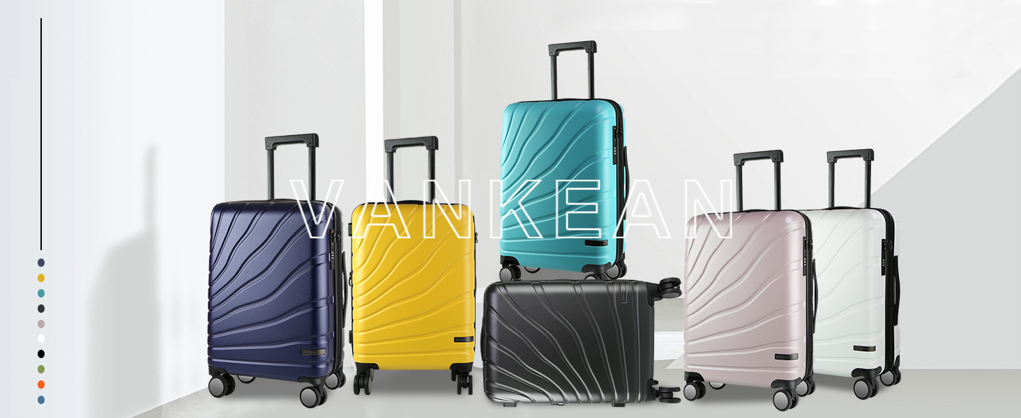 Валіза ручної поклажі Vankean з обертовими колесами та TSA-замком, розширювана, сірого кольору, 20 дюймів