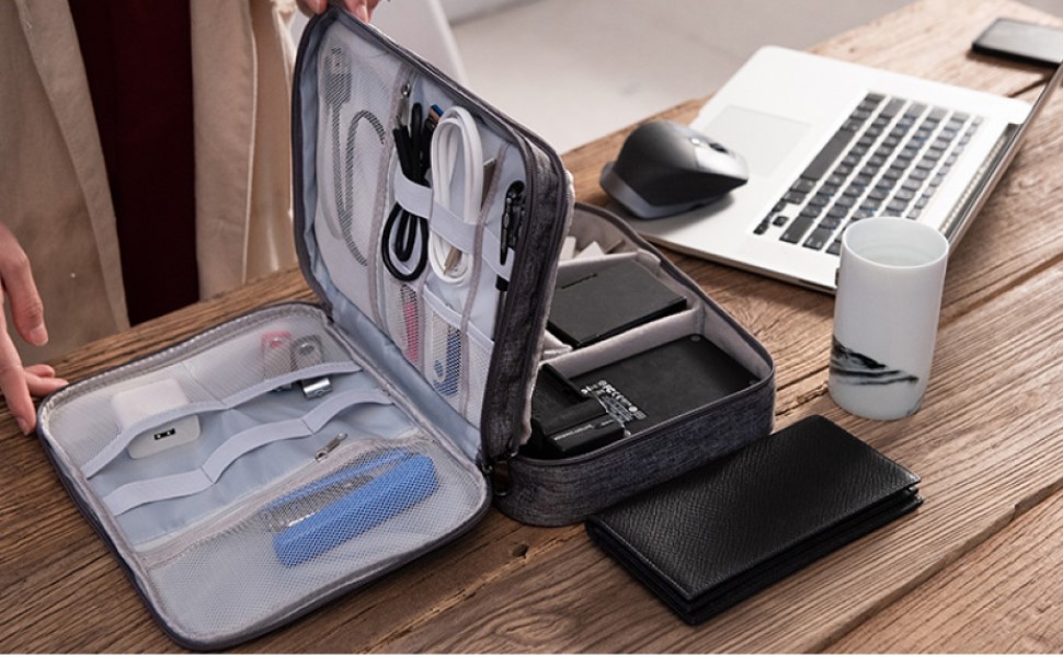 Органайзер для кабелів LTLSZRN, сірий: зручна сумка-організатор для подорожей