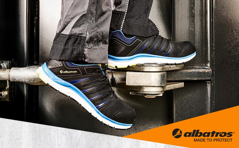 Черевики робочі Albatros Lift Impulse S1P ESD з фібергласовою захисною капами, антипроколюючі, антиковзкі, термостійкі, чоловічі, 43 EU, блакитні