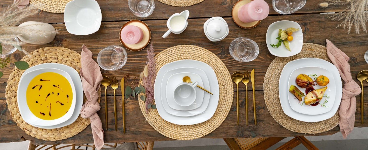 Набір сервірувальних тарілок Sänger Bilgola (2 шт.) - порцеляна, білий колір, 23 x 34 см | для м'яса, риби та закусок | PREMIUM COLLECTION