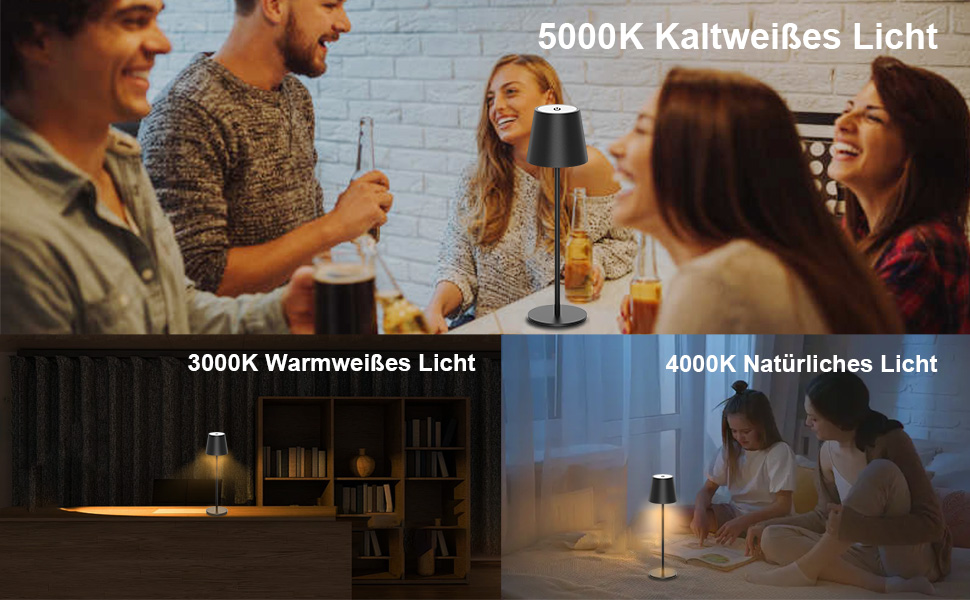 Акумуляторна LED-лампа Antela настільна бездротова диммерна, IP44, для дому та вулиці, 3000K/4000K/5000K, метал, 2 шт.