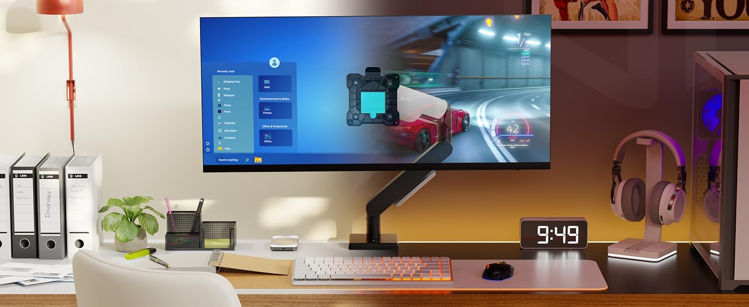 Кронштейн для монітора ONKRON G50-B з газліфтом, для екранів 13-32 дюйми до 9 кг, VESA 75x75/100x100, регульований настільний тримач, чорний