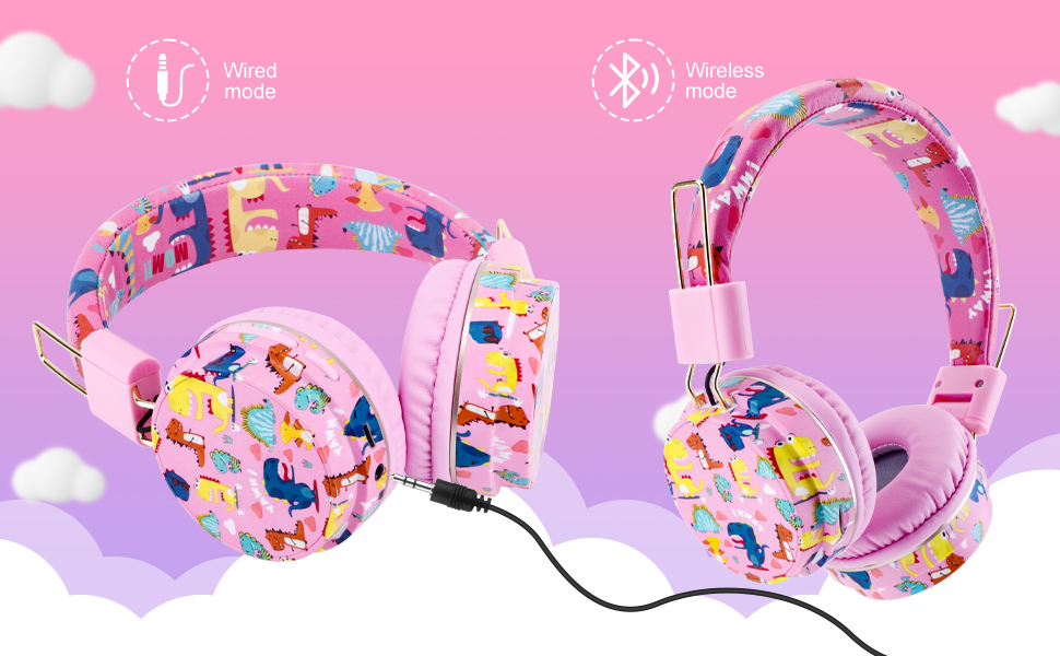 Дитячі навушники JYPS, бездротові, Over-Ear з мікрофоном для школи та планшета (3-10 років), блакитні