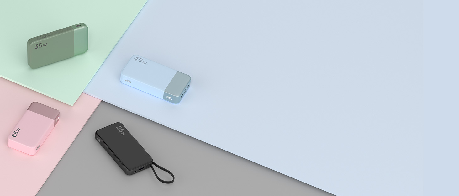 Power Bank NOBIS 35W 10000mAh з цифровим дисплеєм, 2 USB-C, 1 USB-A – зарядний пристрій для iPhone, Galaxy, планшетів (зелений)