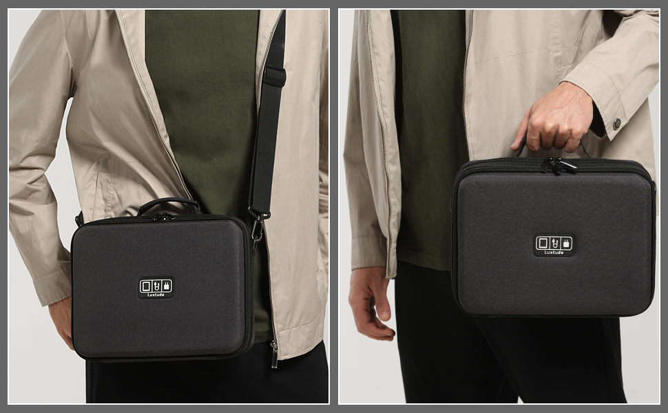 Органайзер для кабелів Luxtude Eva - жорсткий кейс для аксесуарів, чорний (великий)