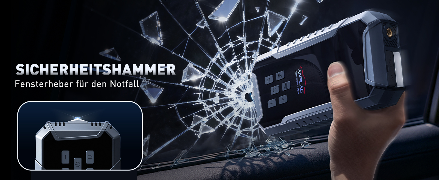 Портативний пусковий пристрій ANFLAG 7000A з компресором та LED-ліхтариком, 26800mAh, для бензинових та дизельних двигунів (до 12.0L)