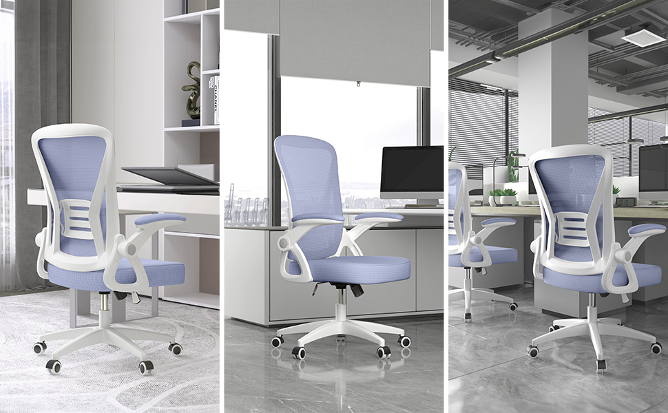 Офісний стіл Naspa Büro з регульованими підлокітниками, ергономічний, з сітчастою спинкою, підтримкою попереку, регульованою висотою та м'яким сидінням, поворотний на 360°, (фіолетовий, без підголівника)