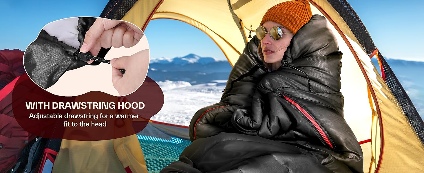 Сплячий мішок Sportneer Outdoor - ковдровий спальний мішок 3-4 сезони для дорослих, теплий, для кемпінгу, подорожей та активного відпочинку, 200x85 см, чорний