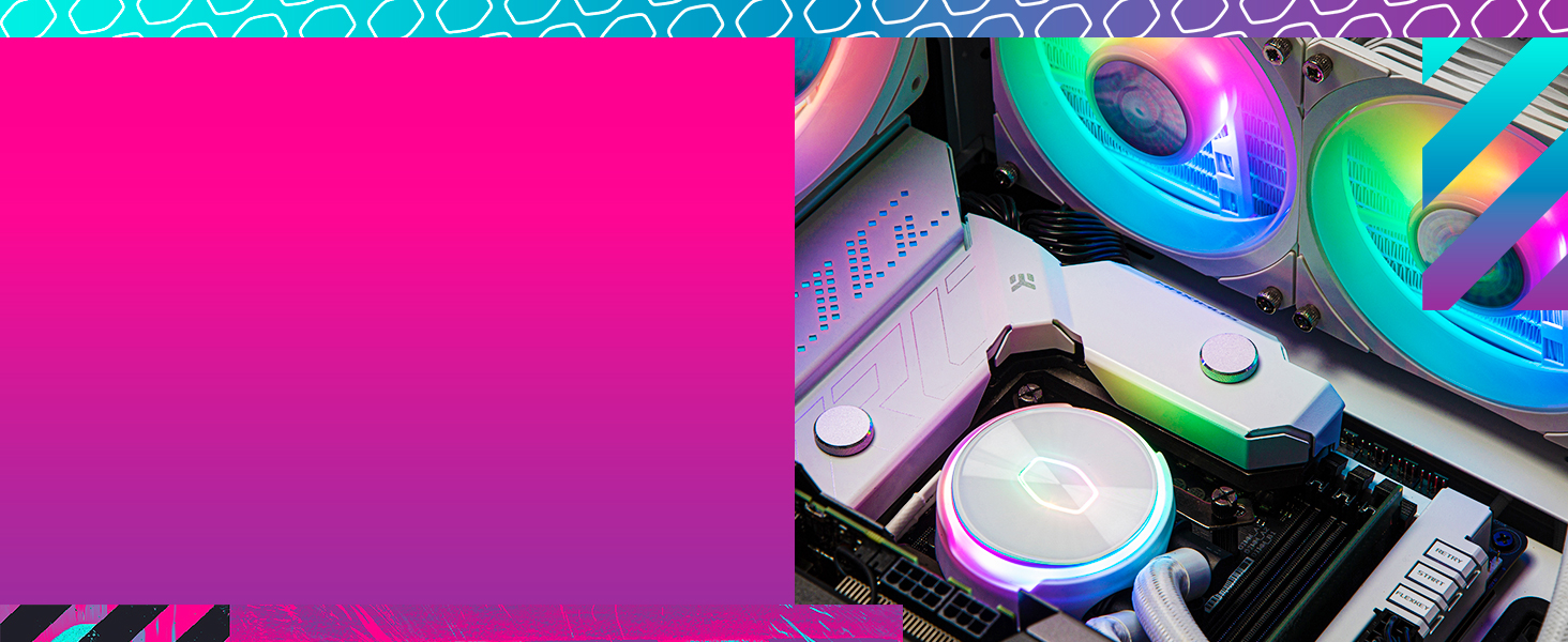 Система водяного охолодження Cooler Master MasterLiquid PL240 Flux White - AIO з 2 x 120mm вентиляторами, 240mm радіатор, ARGB-контролер (2-ге покоління), сумісна з AMD та Intel, білий колір