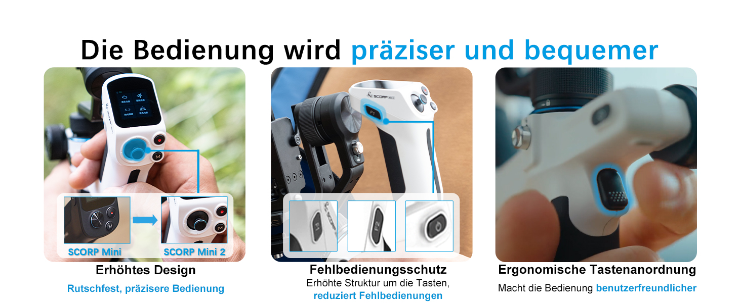 Feiyu SCORP Mini 2 Kit - Стабілізатор для бездзеркальних камер/Action-камер/iPhone/Samsung, Ручний 3-осьовий гiмбал з сумкою, світлом для селфі та подовжувачем. Чорний та білий кольори