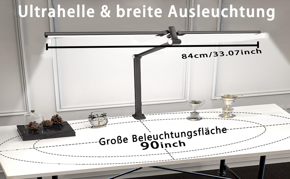LED лампа для столу Hapfish з кріпленням, 24W, двокамерна, для монітора, широке та яскраве освітлення, 5 режимів кольору та 5 рівнів регулювання яскравості, денне світло, дитяча, з багатоосьовим кріпленням
