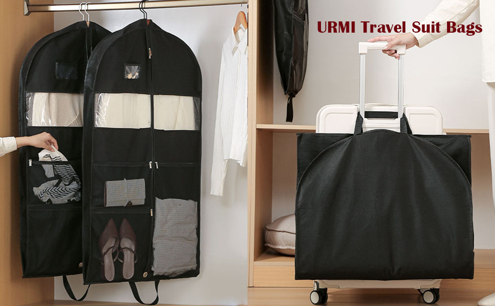 Мішок для одягу URMI, міцний, 2 шт., 60x110 см, з 3 кишенями для сорочок, пальто, курток, суконь – для подорожей