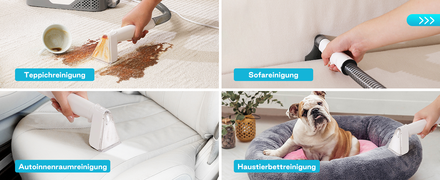 Пристрій для чищення м'яких меблів: мокрий/сухий пилосос, чистка килимів, 600W, 16KPa, бак 2,3L, самоочищення, компактний, для килимів, диванів, сходи
