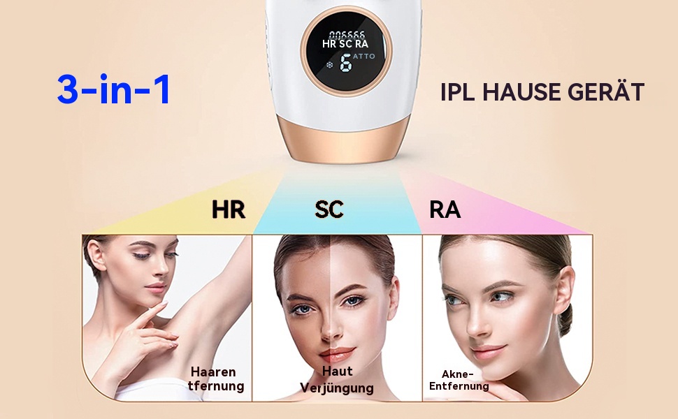 Пристрій для епіляції IPL, безболісне видалення волосся, LCD-дисплей, для жінок та чоловіків, для обличчя, ніг, зони бікіні, білий