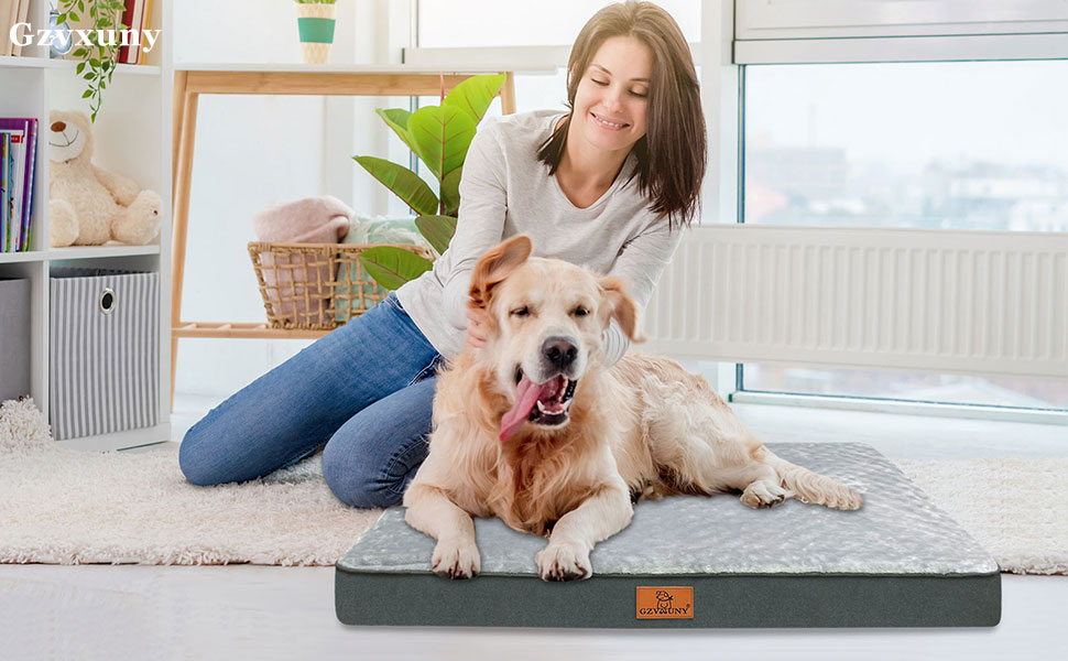 Orthopedic Dog Bed for Large Dogs, Waterproof Dog Cushion with Removable Washable Cover and Egg-Shaped Foam Filling, Breathable Dog Mat/Dog Mattress, XL (104x74x10cm)
