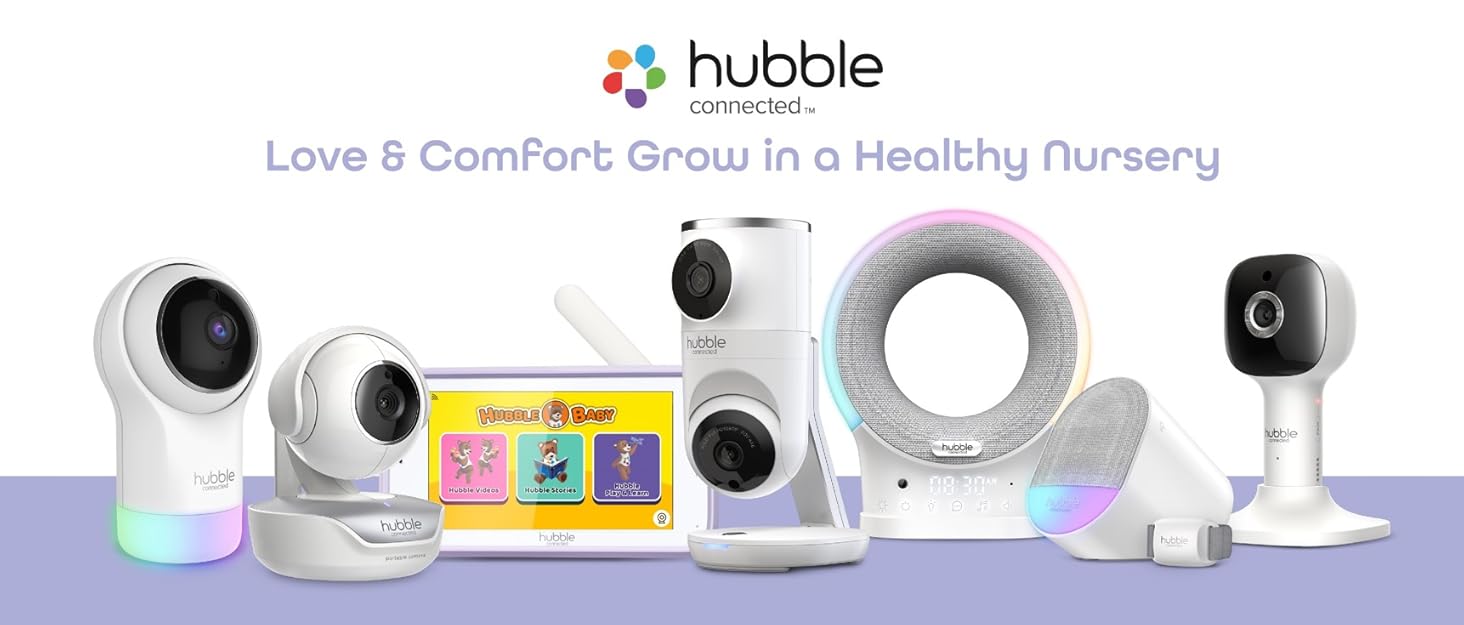 Дитячий відеоняня Hubble View+ 2.8' з камерою, поворот/нахил/цифровий зум, двостороння зв'язок, нічне бачення, моніторинг температури, радіус дії 300 метрів, бездротова камера без Wi-Fi