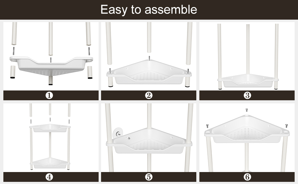 Набір з 4 кутових поличок для душу Orimade, нержавіюча сталь, чорний