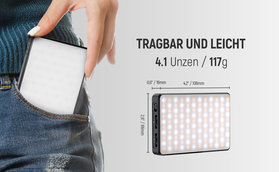 NEEWER LED світло для селфі та татуювань BL120B - сумісне з iPhone, з кліпсою, CPL фільтром, штативом та тримачем для телефону, для фото та відео