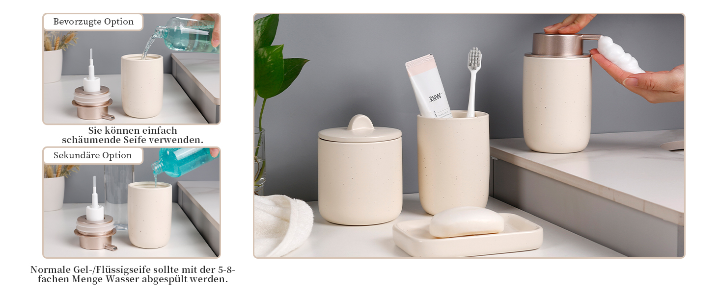 Набір для ванної кімнати з кераміки, 4 шт: мильниця, дозатор для мила, стакан для зубної пасти, контейнер для ватних паличок. Преміум якість, колір персиковий