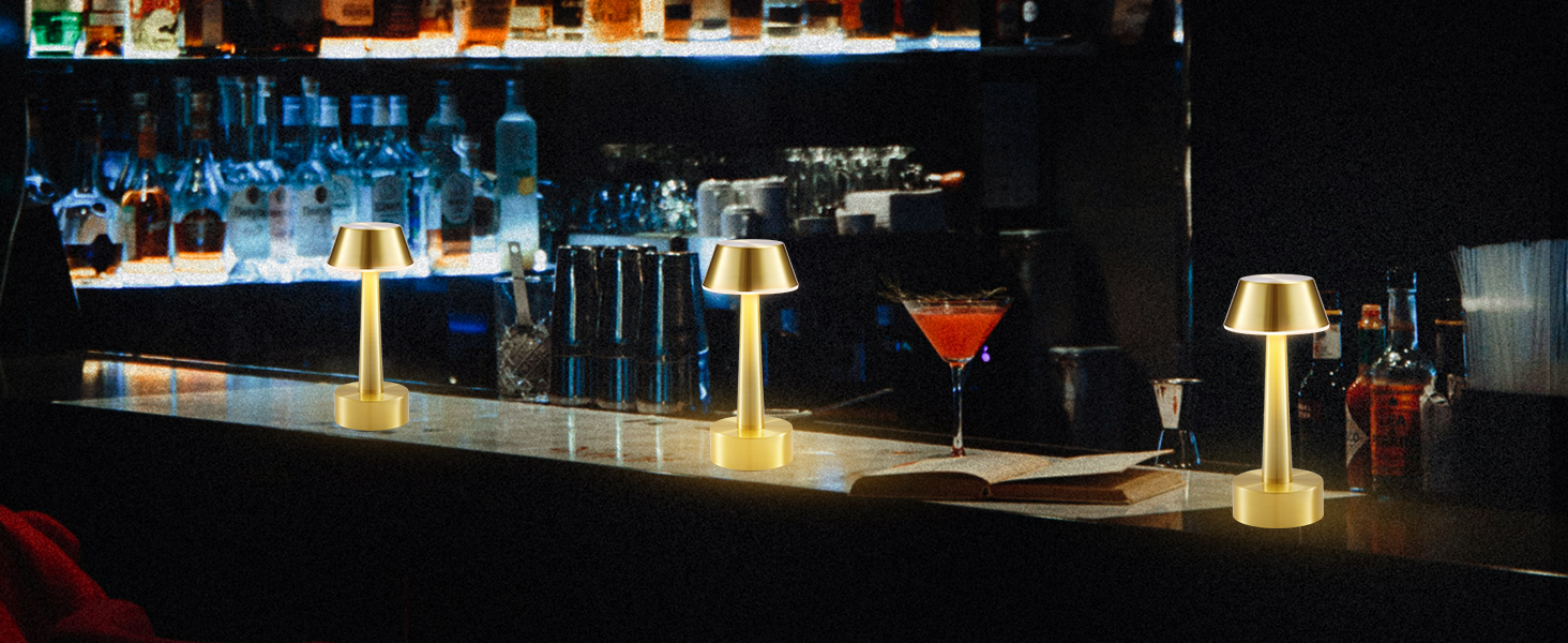 Бездротова лампа OCEST USB, акумуляторна настільна лампа для дому та саду, 3 кольори, сенсорне регулювання яскравості, золота