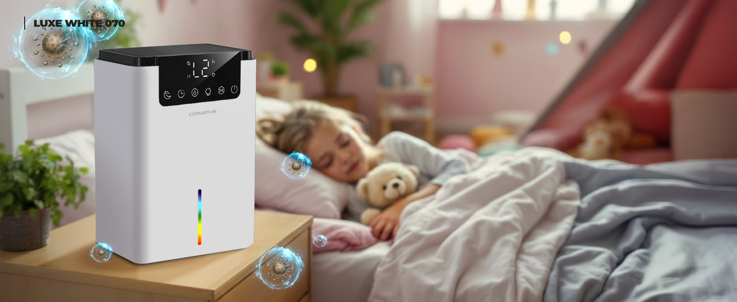 Електричний осушувач повітря LUXE UV 0.7L/24h з LED-дисплеєм, таймером та низьким рівнем шуму. Ідеально для дому, квартири, ванної кімнати - захист від вологи та плісняви. Білий.