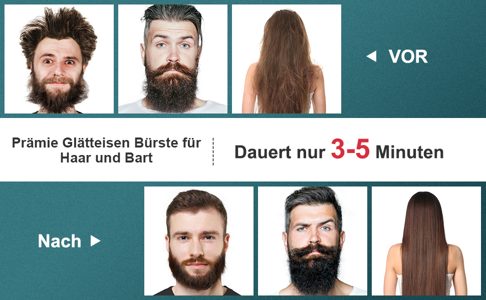 Lidasen 2-in-1 Electric Beard and Hair Straightener Brush - Premium Ionic Hair & Beard Straightening Kit