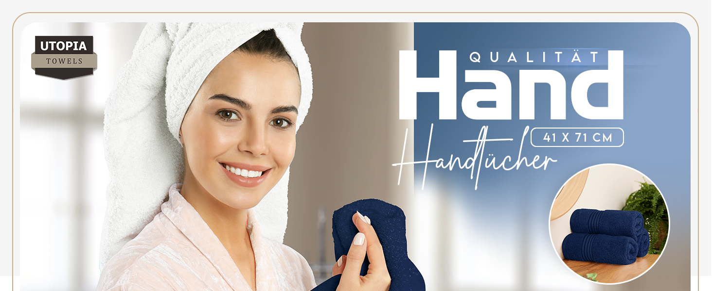 Рушники Utopia, бавовна, 700 г/м², 6 шт. (морська синь)