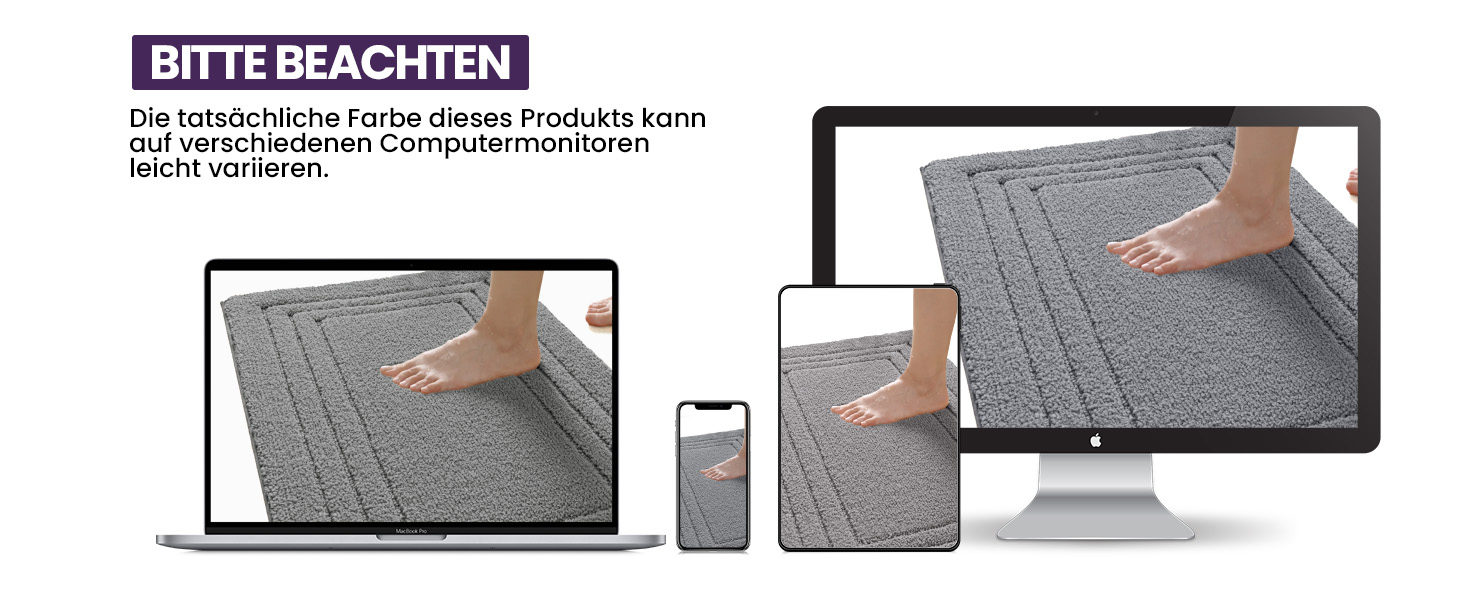 Килимок для ванної кімнати DEXI: м'який, неслизький, пральний, 60 x 110 см, білий/темно-сірий