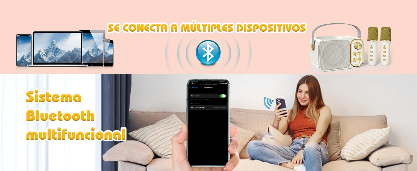 Караоке машина з 2 мікрофонами, портативна Bluetooth колонка для дітей та дорослих, 7 звукових ефектів, ідеальна для вечірок та свят (біла)