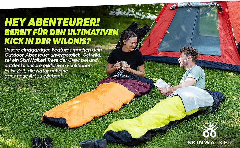 Спальний мішок SKINWALKER 3-4 сезони з знімним флісовим вкладишем, ультралегкий (-1600г), для кемпінгу та походів, м'який, зелений