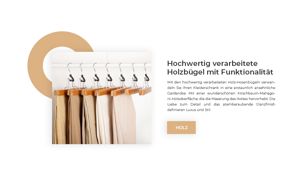 Дерев'яні вішалки для штанів та одягу HOUSE DAY з кліпсами, 25 шт. - білі, міцні, обертаються на 360°