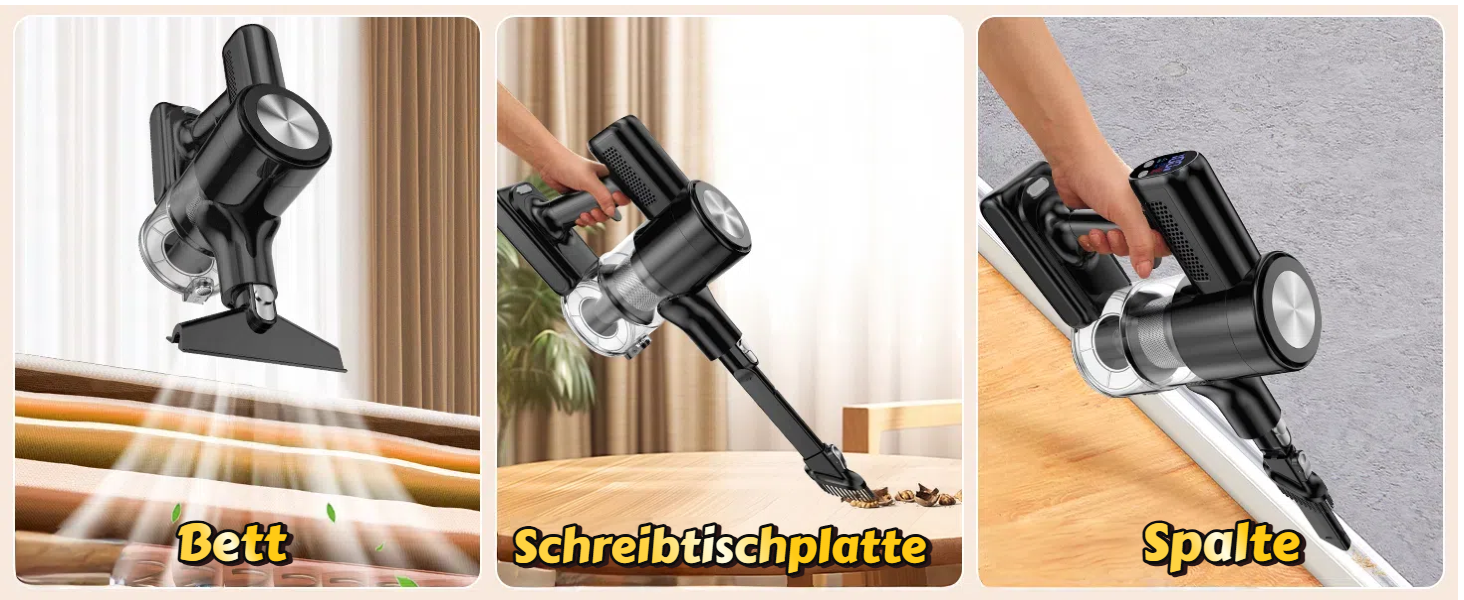 Бездротовий акумуляторний пилосос 48KPa/500W/55хв з LED-дисплеєм та станцією для зарядки, для прибирання шерсті тварин, килимів, твердих поверхонь та авто, чорний