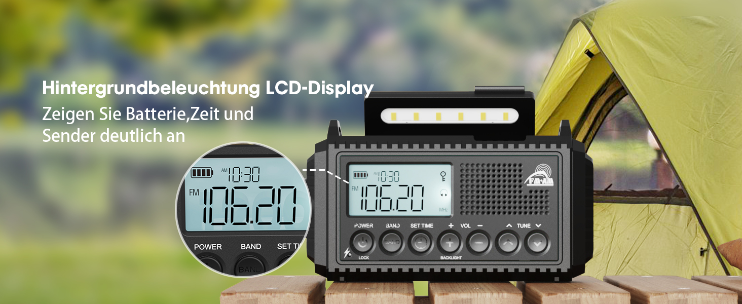 Радіоприймач Kurbelradio на 12000mAh з сонячною панеллю та ручкою, AM/FM/SW, з ліхтариком, USB-зарядкою, SOS-сигналом, для кемпінгу та надзвичайних ситуацій, зелений