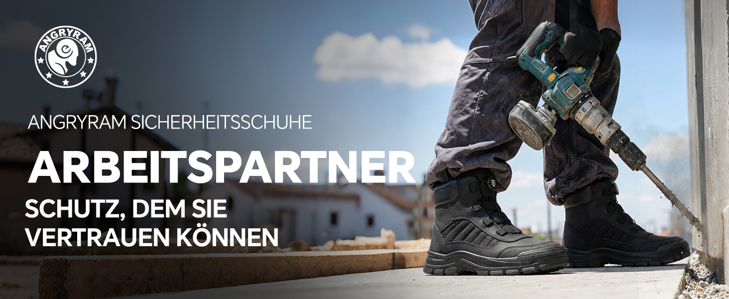 Черевики безпеки ANGRYRAM для чоловіків та жінок, легкі, чорні, з поворотним затвором, 44.5 EU, антиковзаючі, захист від проколів