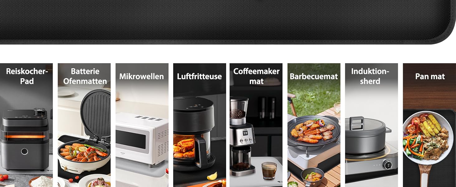 Термостійкий килимок для захисту від нагрівання 60x40 см, вогнестійкий килимок для кухонних стільниць, силіконовий килимок, неслизький та водонепроникний для аір-фрі, кавомашини (50x30 см, чорний)