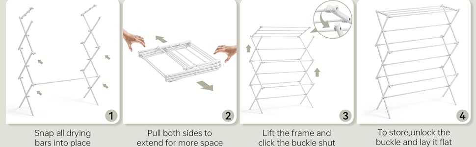 Сушарка для білизни KINGBOARD компактна складана, 6 рівнів, біла - для ванної, балкона