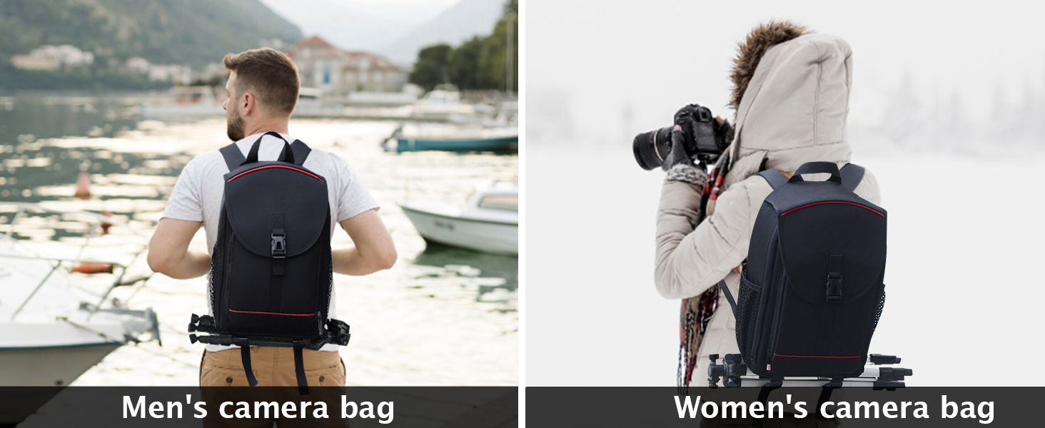 Рюкзак для камери: чорний фоторюкзак для DSLR/SLR з об'єктивом та аксесуарами