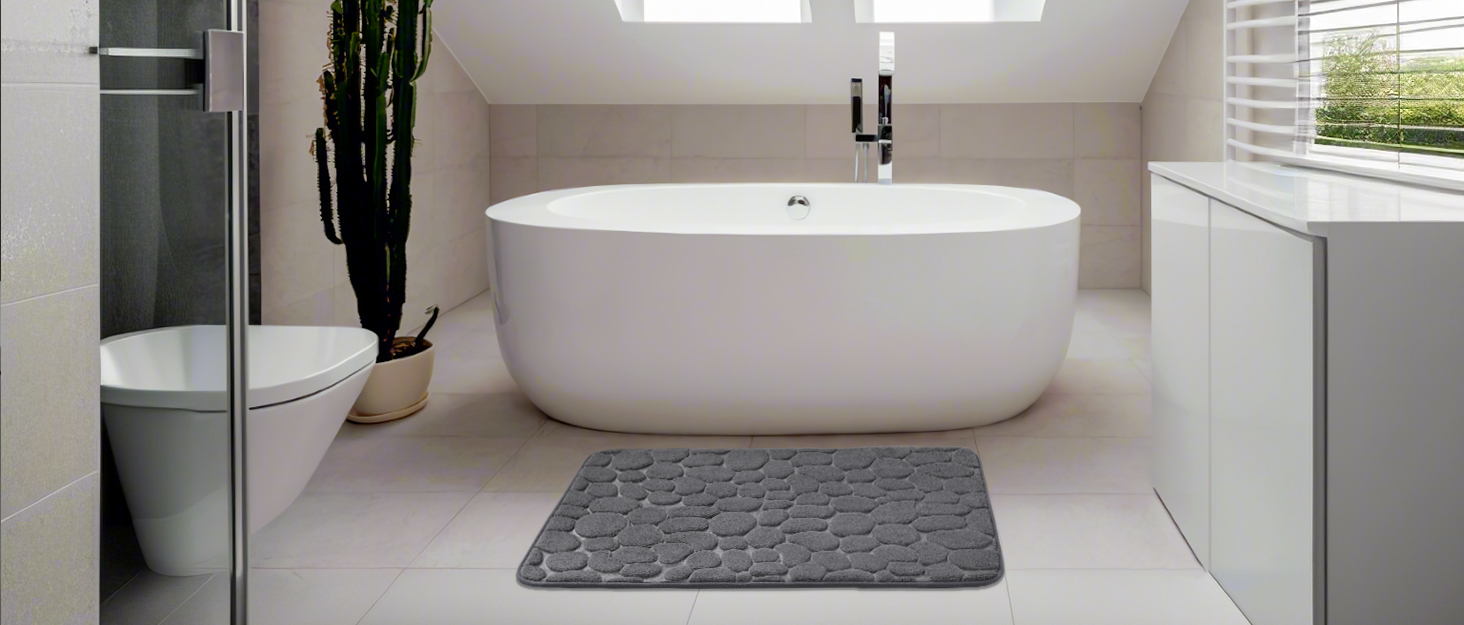 Килимок для ванної кімнати антиковзаючий, м'який, сірий, 43x61 см