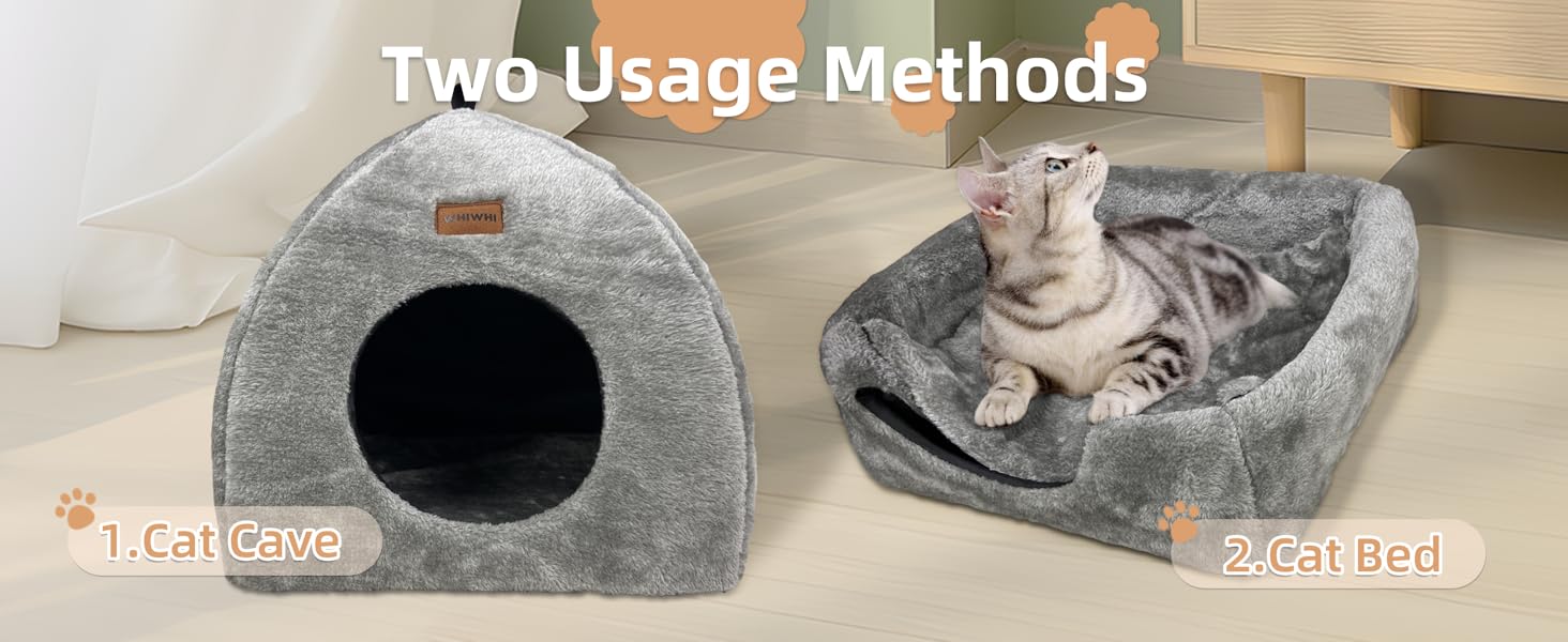 Кішка-будиночок для дому: затишне ліжко-печера для котів з м'яким знімним подушкою, 40x40x35 см, темно-синій