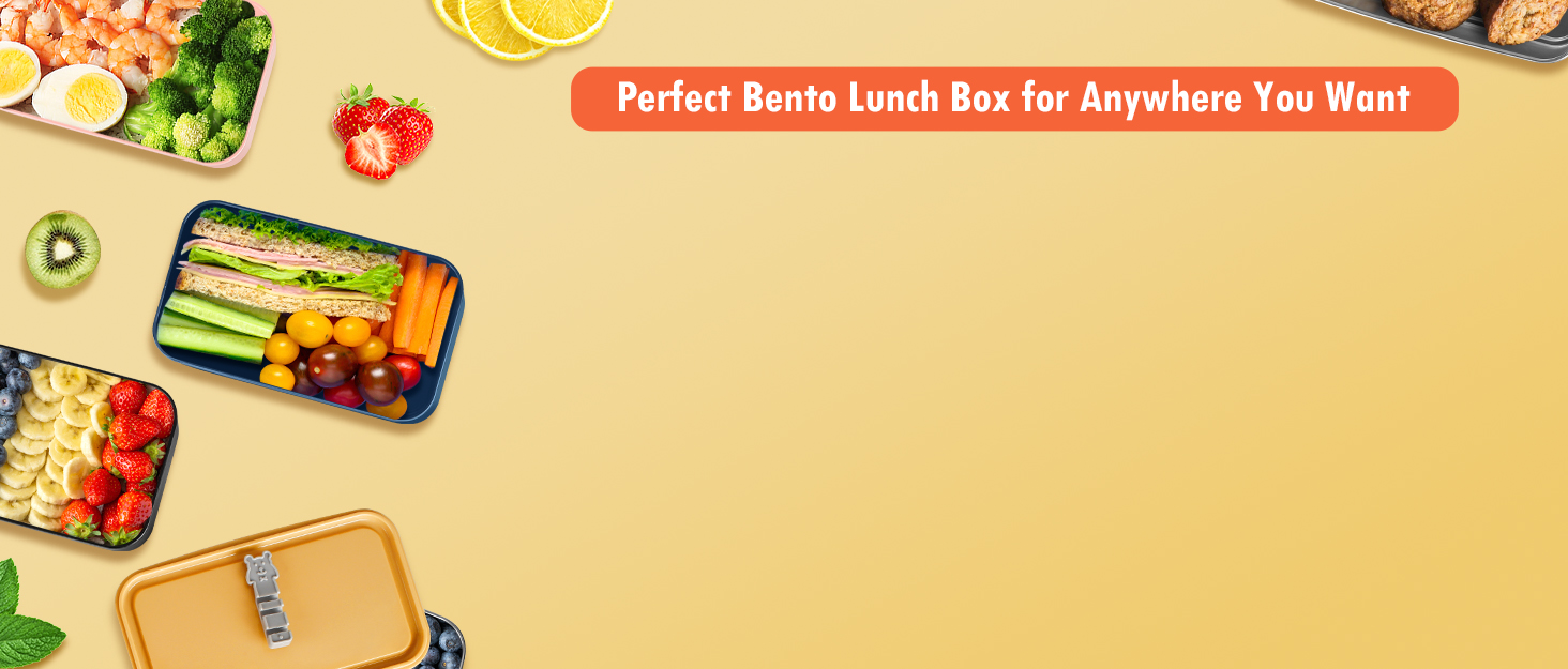 HOLIPOT Ланчбокс Bento Box з роздільниками, 2 рівні, з нержавіючої сталі та PP, з ложкою та виделкою, сумка, для дітей та дорослих, блакитний