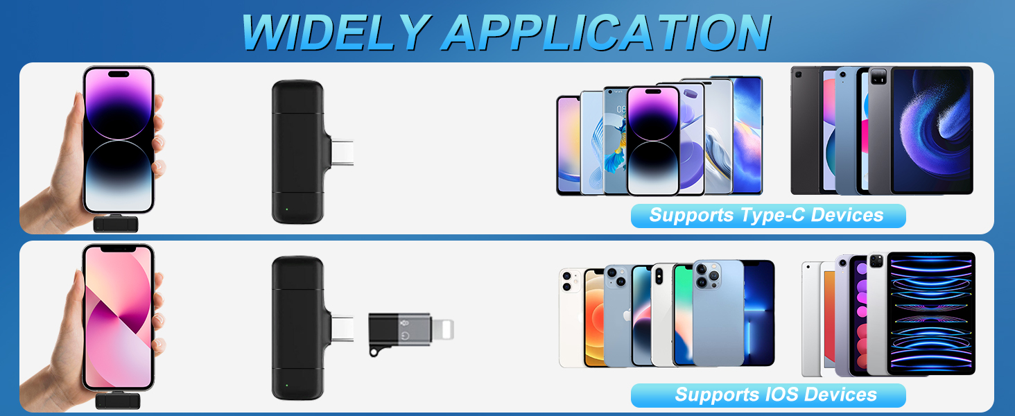 Камерний мікрофон бездротовий для iPhone/Android/Laptop, Mini мікрофон, професійний Dual USB-C, для відеозапису, стрімінгу, Vlog, YouTube, TikTok