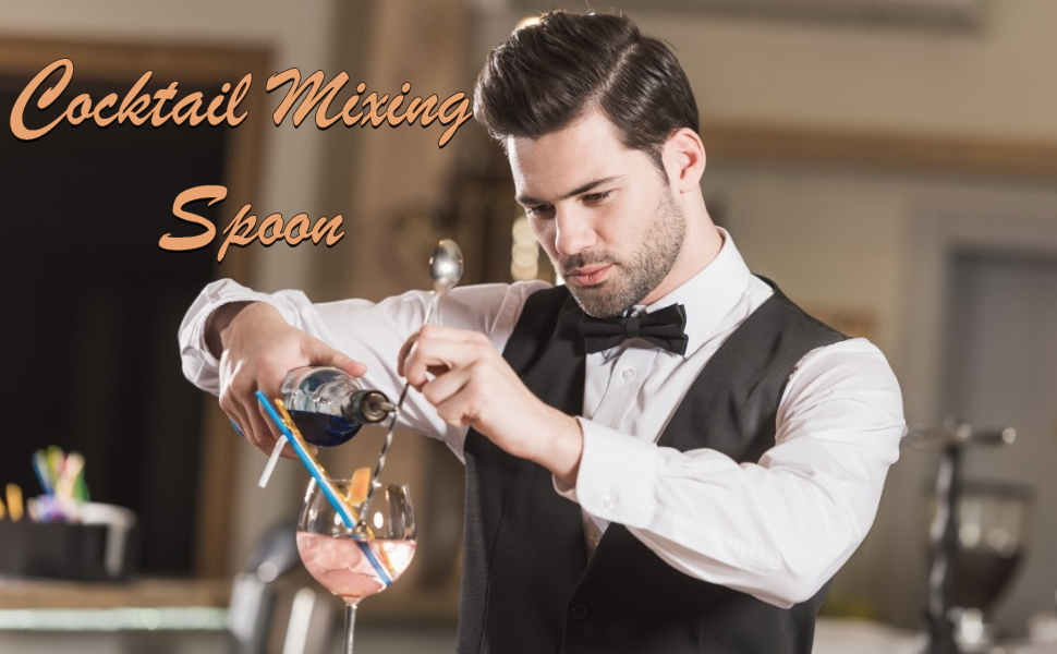 Набір з 4 коктейльних ложок Barlöffel з нержавіючої сталі 304, 30 см, сріблястого кольору, для барменів та дому